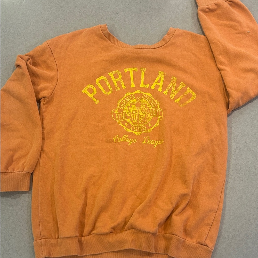 art class Orange Portland Graphic Sweatshirt with Yellow Print